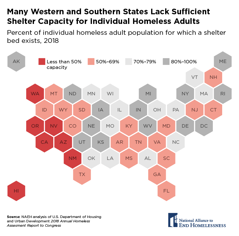 Many Western and Southern States Lack Sufficient Shelter Capacity for
